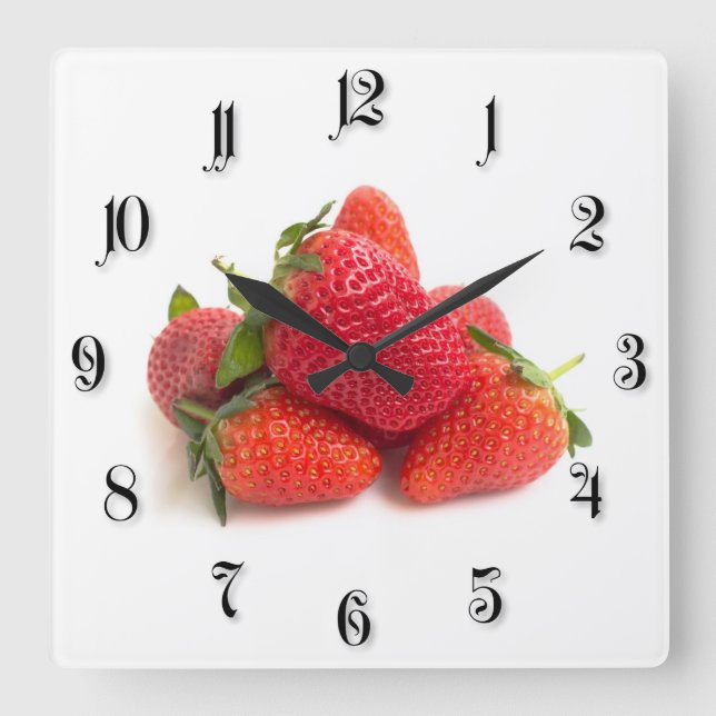 Strawberry Square Wall Clock (Front)