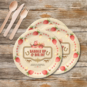 Strawberry Stampede Birthday  Paper Plate