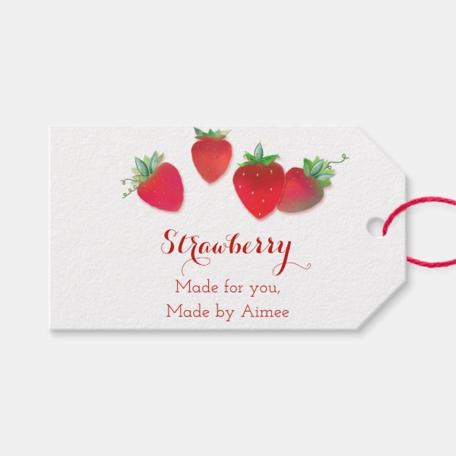Strawberry Stems Gift Tags (Front (Horizontal))