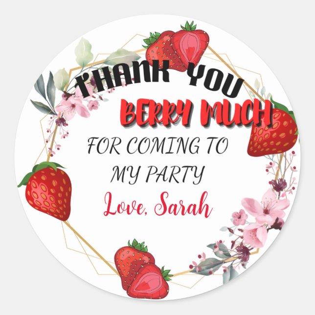 Strawberry Sticker Thank You Berry Much (Front)