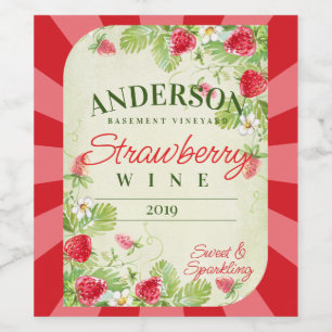 Strawberry strawberries homemade wine personalized label