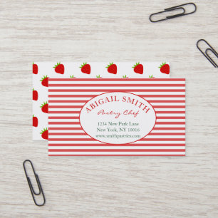 Strawberry & Stripes Personalized Business Card