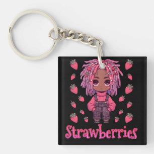 Strawberry Sullen: Kawaii Dark Skin Anime Boy glos Keychain