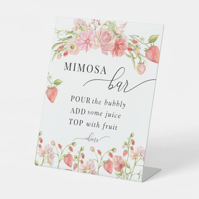 Strawberry | Summer Bridal Shower Bar Pedestal Sign (Front)