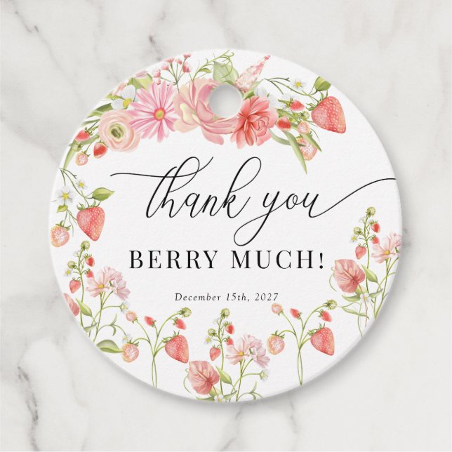 Strawberry | Summer Bridal Shower  Favour Tags (Front)
