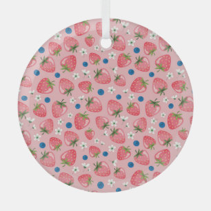 Strawberry summer, cartoon girly background. glass ornament
