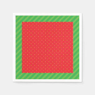 Strawberry summer fruit red and green napkin