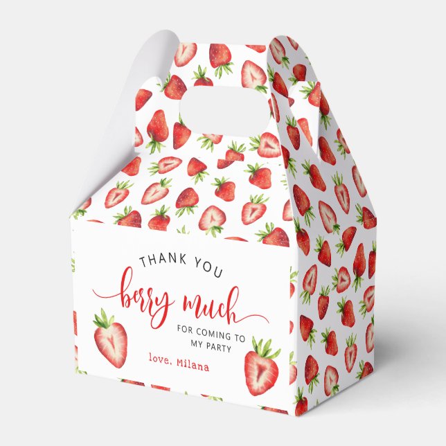 Strawberry Summer Party Favor Box (Front Side)