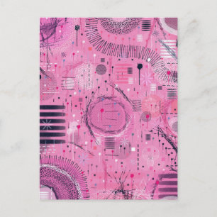 Strawberry Sundae Abstract Art Postcard