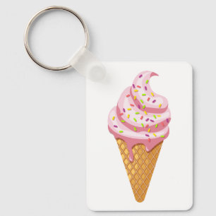 Strawberry sundae in waffle cone with topping keyc keychain