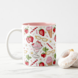 Strawberry Sundae Pattern Two-Tone Coffee Mug
