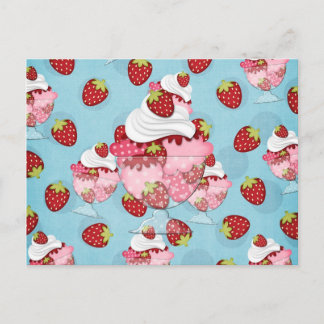 strawberry sundae postcard