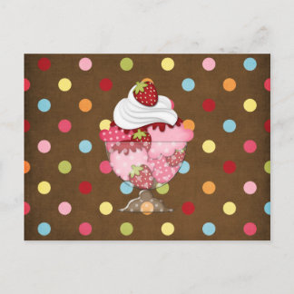 strawberry sundae postcard