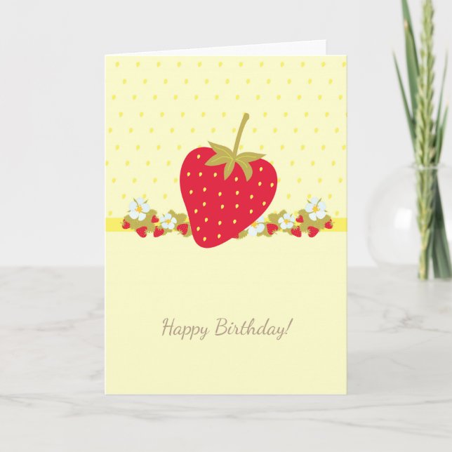Strawberry Sweet baby First Birthday Party Card (Front)