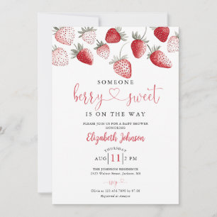 Strawberry Sweet Baby Shower Photo QR Code Invitation