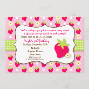Strawberry Sweet Berry Birthday Party Invitations