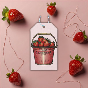 Strawberry Sweet Bucket Baby Shower Gift Tags