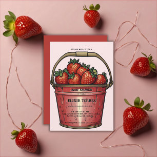 Strawberry Sweet Bucket Baby Shower Invitation