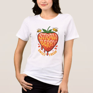 Strawberry Sweet Fresh – Cute Fruit Illustration Tri-Blend Shirt