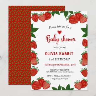  Strawberry Sweet Fruit Fresh Baby Shower Girl Invitation