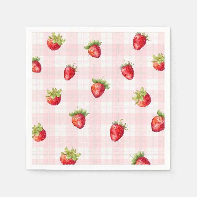 Strawberry Sweet Rustic diaper Baby Girl Shower  Napkin (Front)