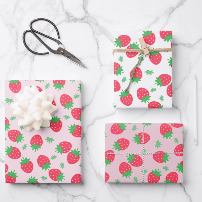 Strawberry Sweet Wrapping Paper Sheet (Front)