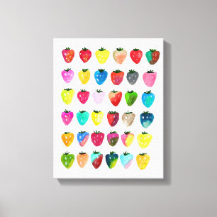 Strawberry sweetness cute fruit watercolor canvas print