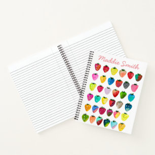 Strawberry sweetness cute fruit watercolor notebook