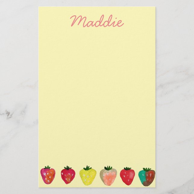 Strawberry sweetness cute fruit watercolor stationery (Front)
