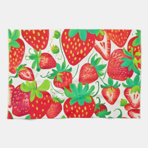 Strawberry Swirl Pattern Kitchen Towel