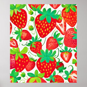 Strawberry Swirl Pattern Poster