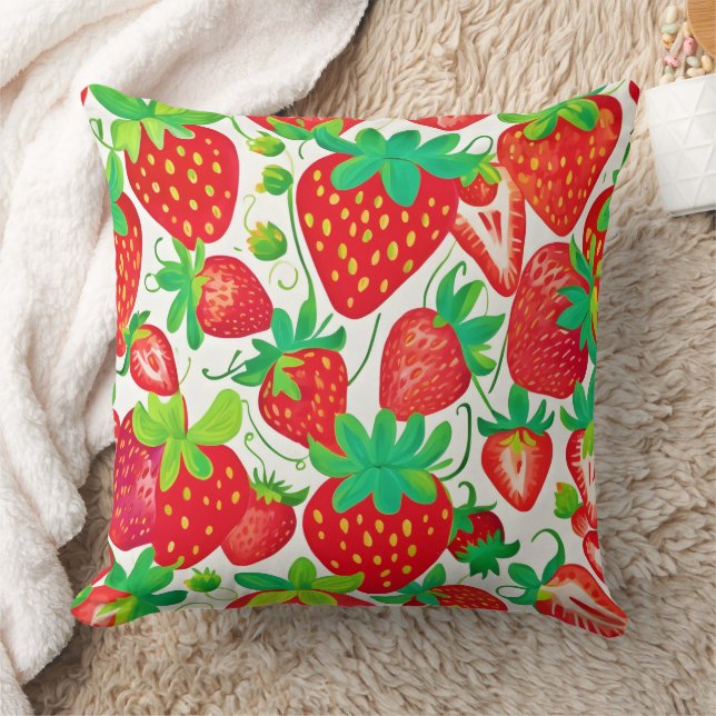 Strawberry Swirl Pattern Throw Pillow (Blanket)