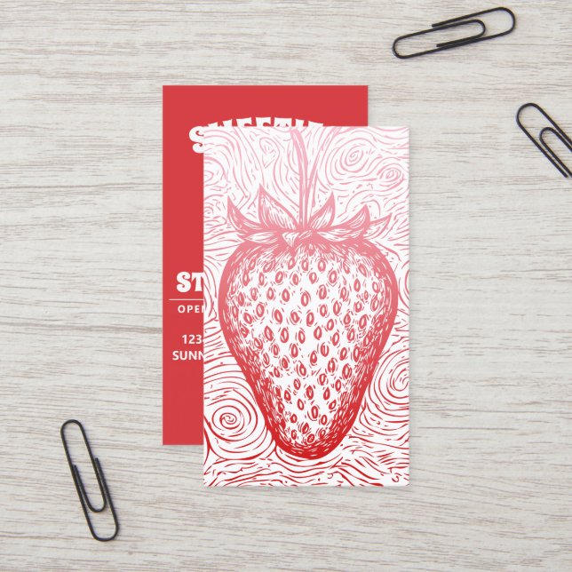 strawberry swirl with QR code Business Card (Front/Back In Situ)