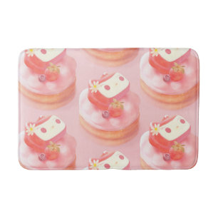 Strawberry Tart Illustration Bath Mat