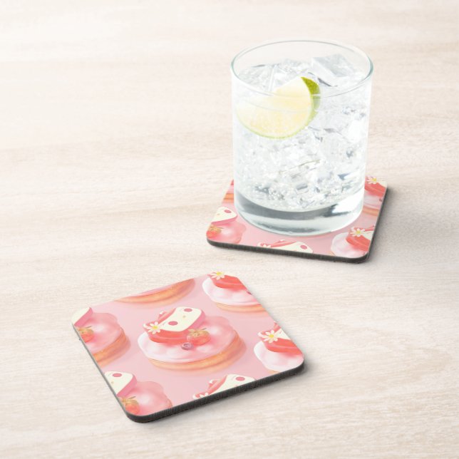 Strawberry Tart Illustration Coaster (Right Side)