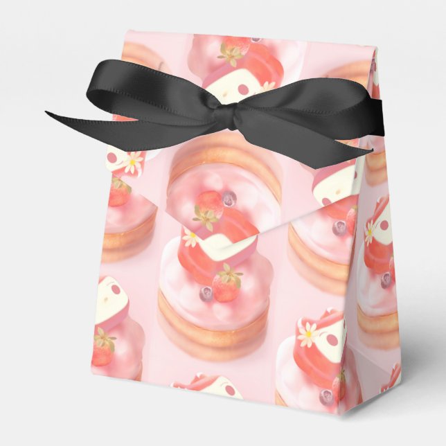 Strawberry Tart Illustration Favor Box (Front Side)