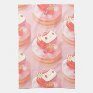 Strawberry Tart Illustration Kitchen Towel