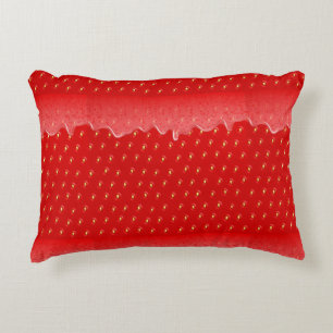 Strawberry Textured Background Liquid Fruit Jam Accent Pillow
