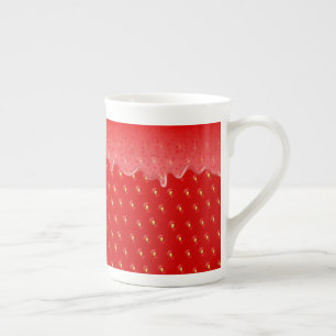 Strawberry Textured Background Liquid Fruit Jam Bone China Mug