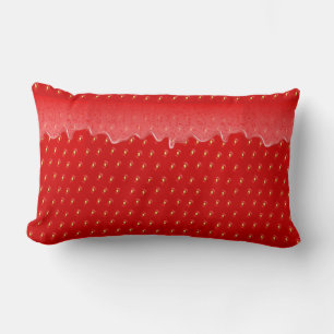 Strawberry Textured Background Liquid Fruit Jam Lumbar Pillow