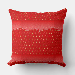 Strawberry Textured Background Liquid Fruit Jam Throw Pillow