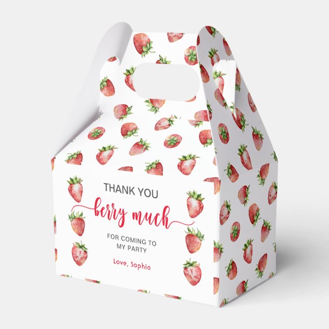 Strawberry Thank you Berry Much Favor Box (Front Side)