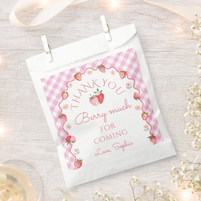 Strawberry Thank You Berry Much Thank You Card Favour Bag (Clipped)