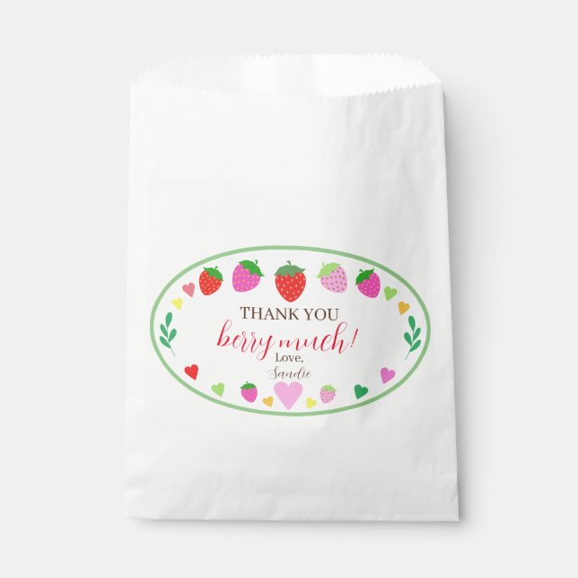 Strawberry Thank You Birthday Party  Favour Bag (Front)