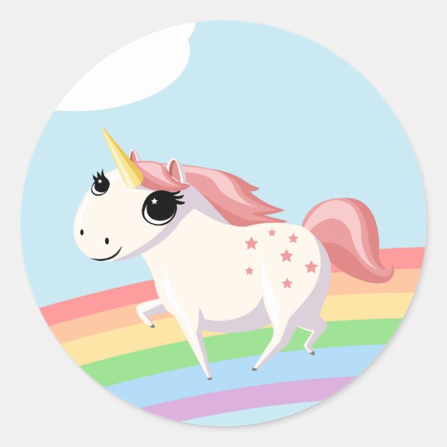 Strawberry the Unicorn Classic Round Sticker (Front)