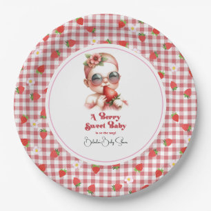 Strawberry Theme Berry Sweet Baby Shower Paper Plate
