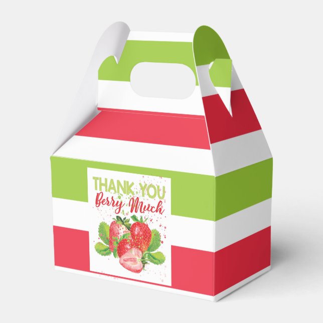Strawberry Theme Birthday Thank you Berry Much Favor Box (Front Side)