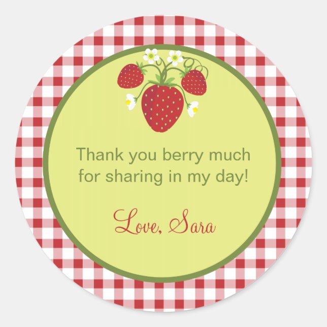 Strawberry Theme Favour Sticker (Front)