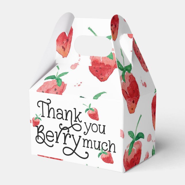 strawberry theme, first birthday, kids birthday cl favor box (Front Side)