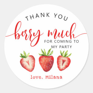 Strawberry Theme Girl Birthday Party Classic Round Sticker